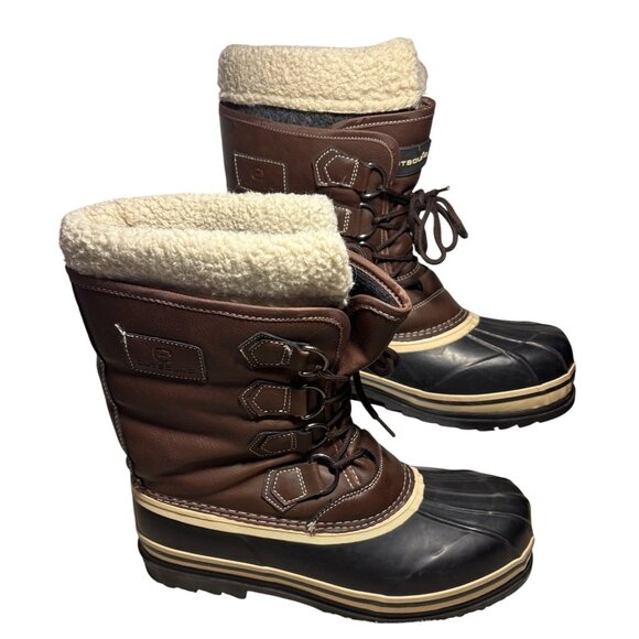 Outbound Boots Size 9 Mens Brown Black Insulated Winter Sherpa Lining Waterproof - Picture 1 of 15